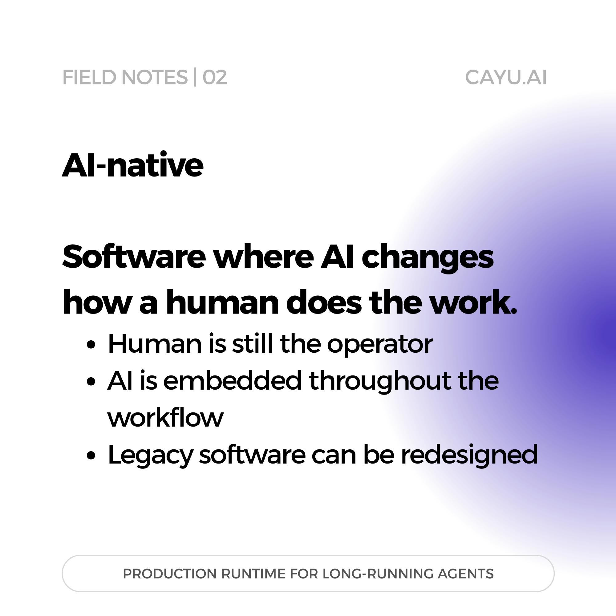 AI-native software is designed for humans to work with AI throughout the workflow.